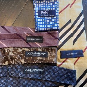 5 Ties: Armani, Burberry, D&G, and Polo